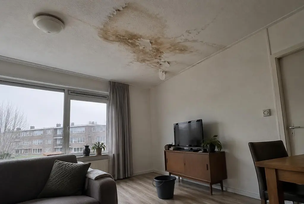 Lekdetectie Waddinxveen – vochtplek op het plafond onder een badkamer